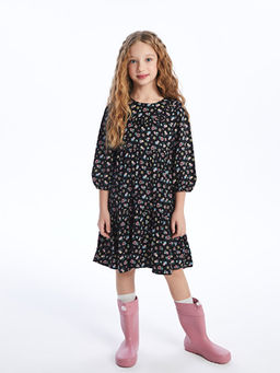 Bisiklet Yaka ?i?ekli K?z ?ocuk Elbise - Waikiki фото 2