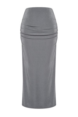 TRENDYOLMILLA Gri Premium Parlak Yuzeyli ve Yumusak Dokulu Drapeli Maxi Orme Etek TWOAW24ET00090 фото 11