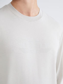 Bisiklet Yaka Bask?l? Erkek Sweatshirt