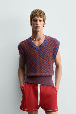KNIT VEST WITH CONTRAST DETAIL - Zara фото 2