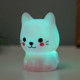 Фигурка светящаяся RISALUX «Милый кот», LED-ночник, 2 Вт, LR44, розовый, 3.5×3×5.5 см