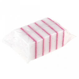 Губка для посуды Коломбина 10х6,7х3см, поролон, абразивная фибра, арома - клубника, набор 5шт (Россия) - Домашняя мода фото 5