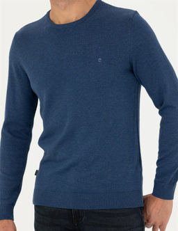 _ndigo Melanj Slim Fit Bisiklet Yaka Basic Triko Kazak