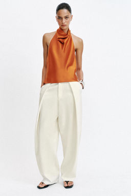 TOP HALTER SATINADO / Naranja