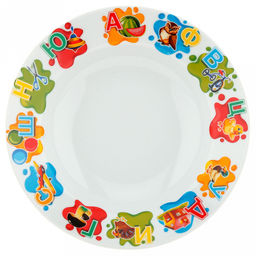 Тарелка глубокая фарфоровая Алфавит д200мм, 250мл, форма Идиллия (Беларусь)