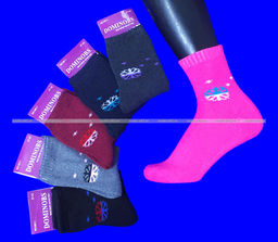 Цена за 12 пар. Термоноски женские внутри махра Снежинки