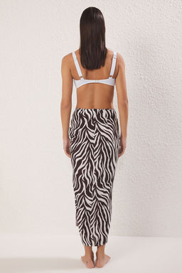 Trendyolmilla Zebra Desenli Dokuma Drapleli Plaj Etek TBESS25ET00014  фото 4