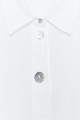 100% LINEN SHIRT WITH CONTRASTING BUTTONS - Zara фото 8