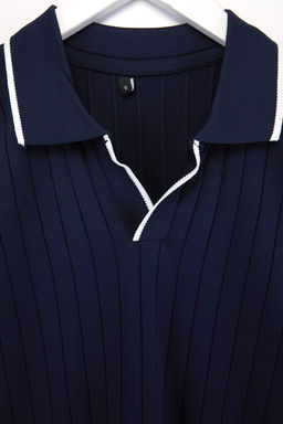 Lacivert Regular Kesim Dokulu Polo Yaka Triko T-shirt TMNSS26PO00040 - Trendyolmilla фото 2