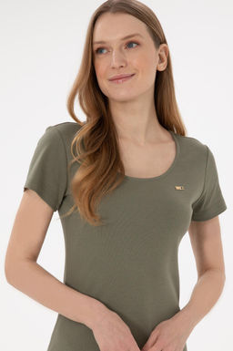 Kad_n Koyu Haki _rme Elbise Sepette S_rpriz _ndirim - U.s. polo assn фото 2