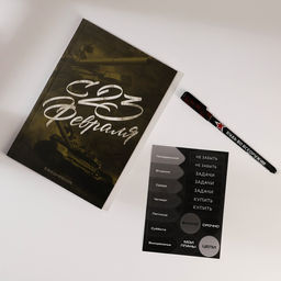 Подарочный набор, ежедневник А5, 80 листов, наклейки и ручка С 23 февраля - Artfox фото 8