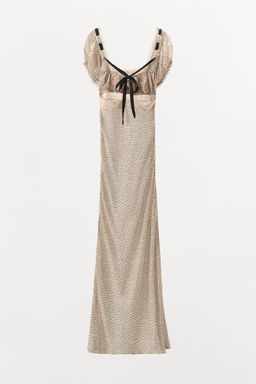 POLKA DOT PRINT DRESS WITH CONTRAST BOW - Zara фото 4