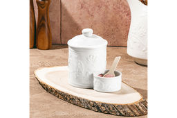 Банка д/соли 500 мл 15,5*10*14,5 см "Птички на ветке" с деревянной ложкой и крышкой