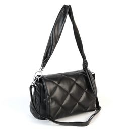 Женская дутая стеганая сумка через плечо из эко кожи 5701-0327 Блек