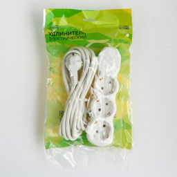 Удлинитель Luazon Lighting ECO, 3 розетки, 4,5 м, 16 А, 3500 Вт, ПВС 3х1 мм2, с з/к
