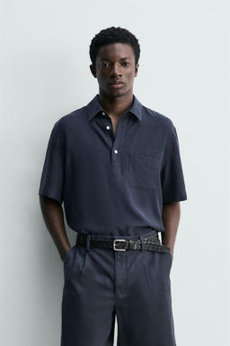 CAMISA POLO FLUIDA LYOCELL / Marino - Zara фото 2
