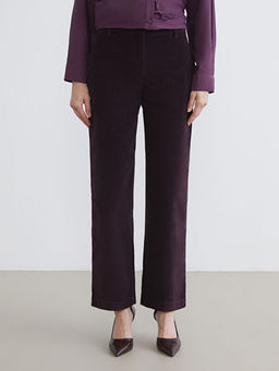 Standart Fit Kadife Kad?n Pantolon