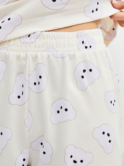 Комплект женский (футболка, шорты) бежевый с принтом мордочки - Mark formelle фото 7