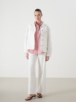 G?mlek Yaka Kad?n Jean Ceket