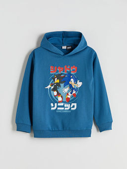 Kap??onlu Sonic Bask?l? Erkek ?ocuk Sweatshirt