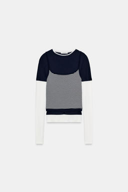 TRIPLE STRIPE EFFECT T-SHIRT - Zara фото 5