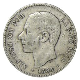5 песет 1884 года Испания