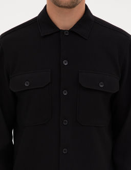 Siyah Comfort Fit Uzun Kollu G_mlek Ceket