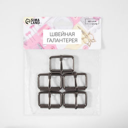 Цена за 5 шт. Пряжка для ремня, 3,9 2,7 см, 32 мм, 5 шт, эконом, цвет чёрный никель - Арт узор фото 4