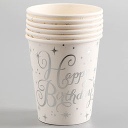Стаканы бумажные С днём рождения с серебрянными звёздами, 6 шт. - Страна карнавалия фото 2