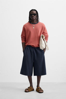 OVERSIZED FIT NY EMBROIDERED JOGGER BERMUDA SHORTS