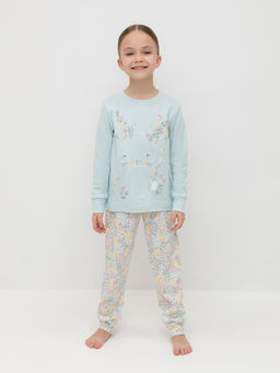 К 1541/пастельно-голубой,весенний сад пижама дет