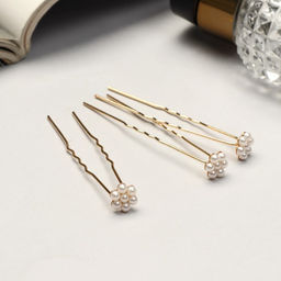 Цена за 24 шт. Шпилька для волос «Цветочек», жемчужинки, 6.5 см