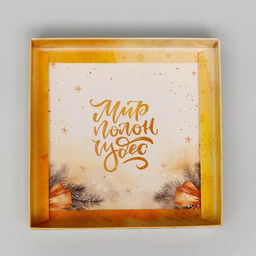 Цена за 3 шт. Коробка новогодняя с PVC крышкой, «Мир полон Чудес», 16×16×3 см