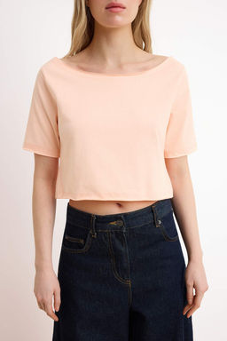 Trendyolmilla Siyah-Beyaz 2li Paket %100 Pamuk Asimetrik Kay?k Yaka Crop Orme T-Shirt TWOSS25TS00194  фото 15