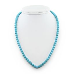 Бусы бирюза (имитация), круглые 6мм, короткие 47см