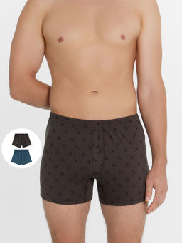 Трусы мужские шорты мультипак (2 шт.) в синем и коричневом цвете с мечами мечи на коричневом +темный сланец 411152-2