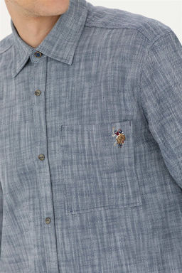 Мужская темно-синяя рубашка с длинным рукавом - U.s. polo assn фото 7