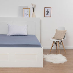 Трикотажная простыня на резинке 120х200х25см, серый кулирка