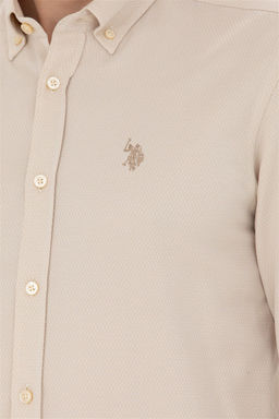 Мужская рубашка песочного цвета с длинным рукавом - U.s. polo assn фото 14