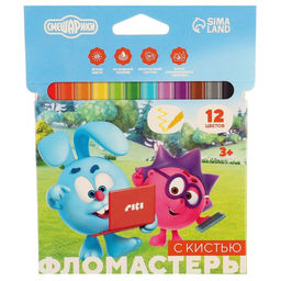 Фломастеры с кистью, 12 цветов, Смешарики  фото 20