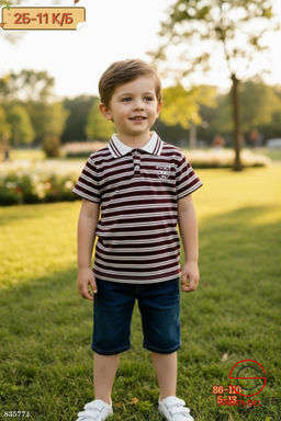 Футболка-поло в полоску