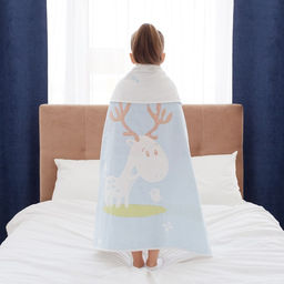 Полотенце детское Крошка Я Оленёнок 95х1005 см, цвет голубой, 100% хлопок, 280 г/м2