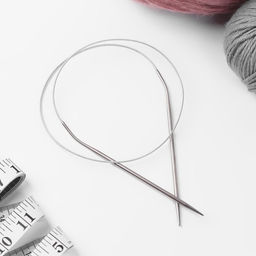 Спицы круговые, для вязания, с металлическим тросом, d=3.5 мм, 14/80 см