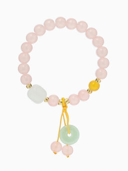 Цена за 2 шт. Браслет-оберег «Розовый кварц» нефрит, №8, d=6 см, розовый