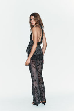 TOP HALTER TUL FLOCADO / Marino oscuro - Zara фото 5