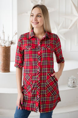 Туника женская из кулирки Ария красная клетка