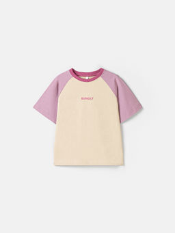 Футболка Колор блок "Крем-брюле/Орхидея"