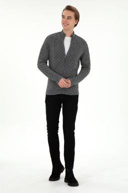 Мужской серый меланжевый трикотажный кардиган Неожиданная скидка в корзине - U.s. polo assn фото 4