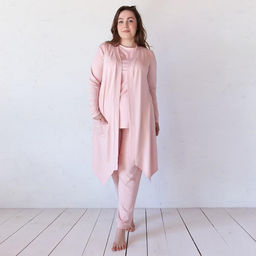 Халат женский MINAKU: Mint & Chocolate цвет пудра, р-р 52