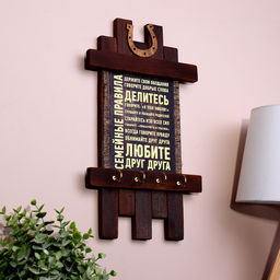 Ключница настенная «Свиток: Семейные правила», панно декоративное, 36×20 см